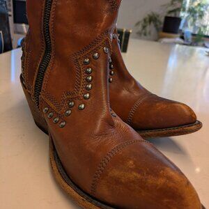 Liberty Black Studded Brown Leather Booties Women's Size 8